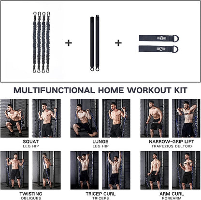 Resistance Bands Bar Exercise Bands Attachment 38" Black Max Load 800Lb for Home Gym Workout Full Body Workout Power Lifting Fitness Bar