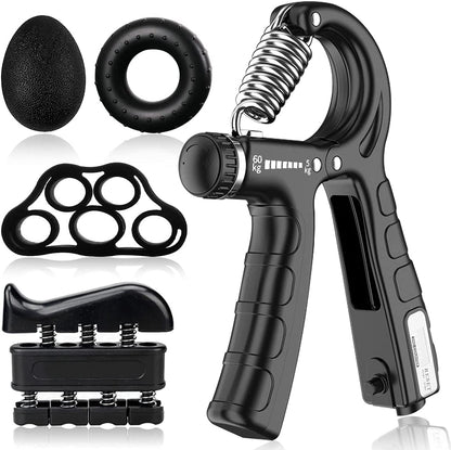 Grip Strength Trainer 5Pack, Hand Grip Strengthener with Counter,Adjustable Resistance Forearm Grip Strengthener for Physical Therapy Climbing,11 Lbs -132Lbs