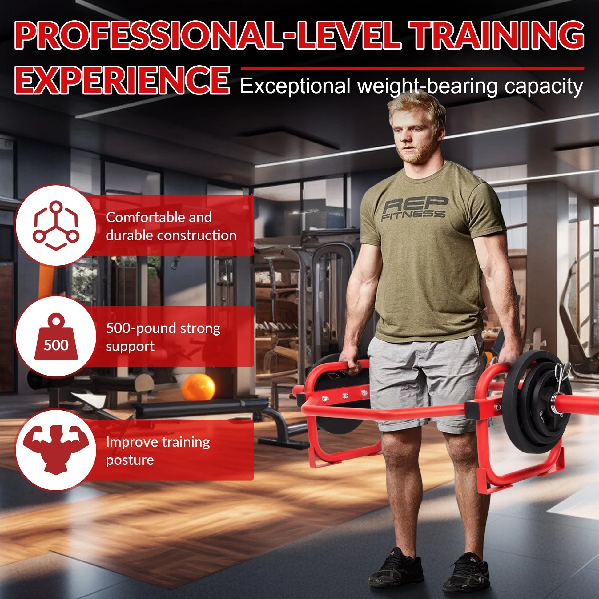 5FT Professional Steel Closed-End Barbell, 2-Inch Olympic Sleeve, Black and Red