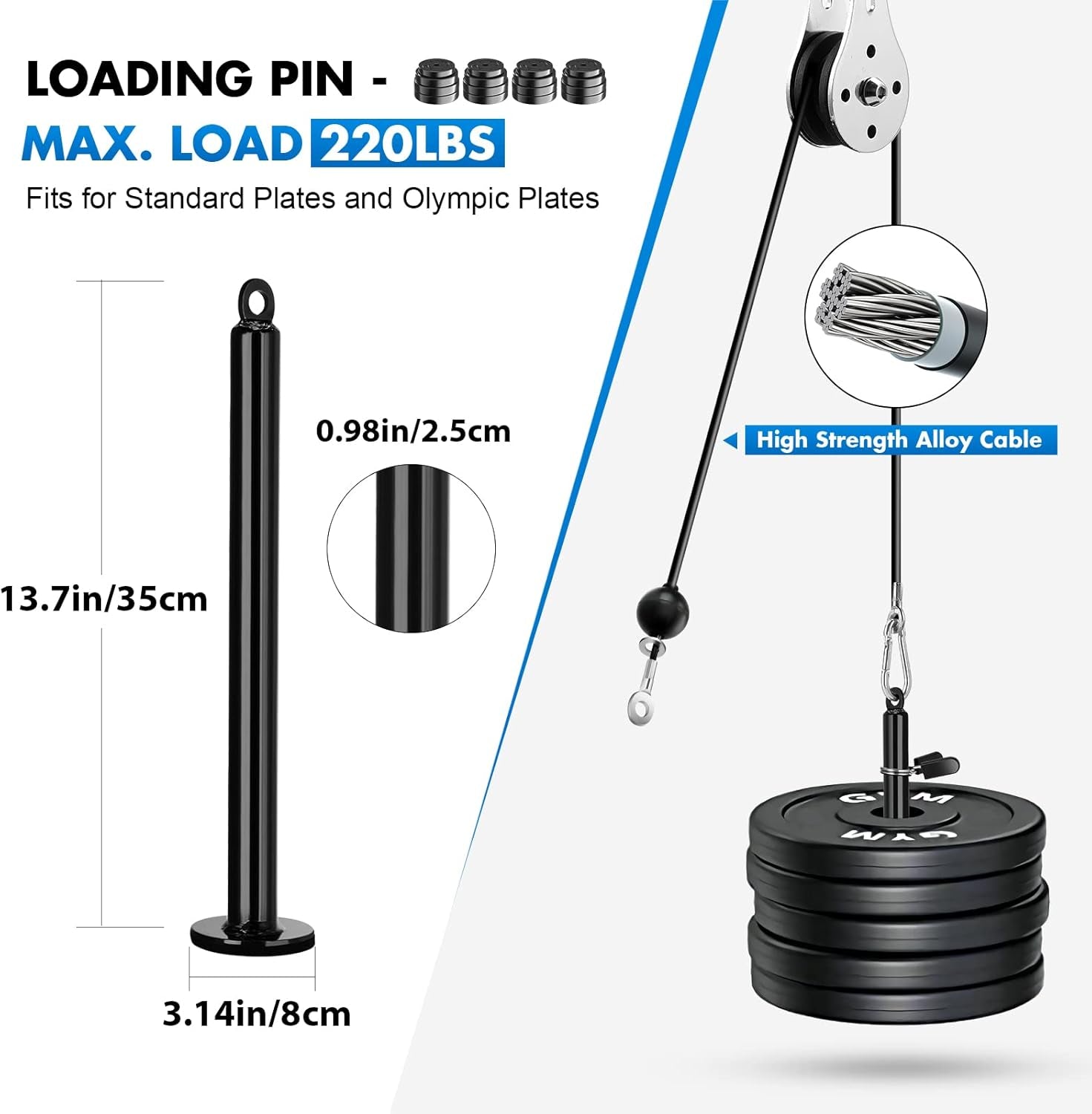 DIY Home Gym Fitness Pulley Cable Machine Attachment System, Upgrade Lat Pull down Cable Pully Attachments for Biceps Curl, Tricep, Back, Forearm, Shoulder Workouts