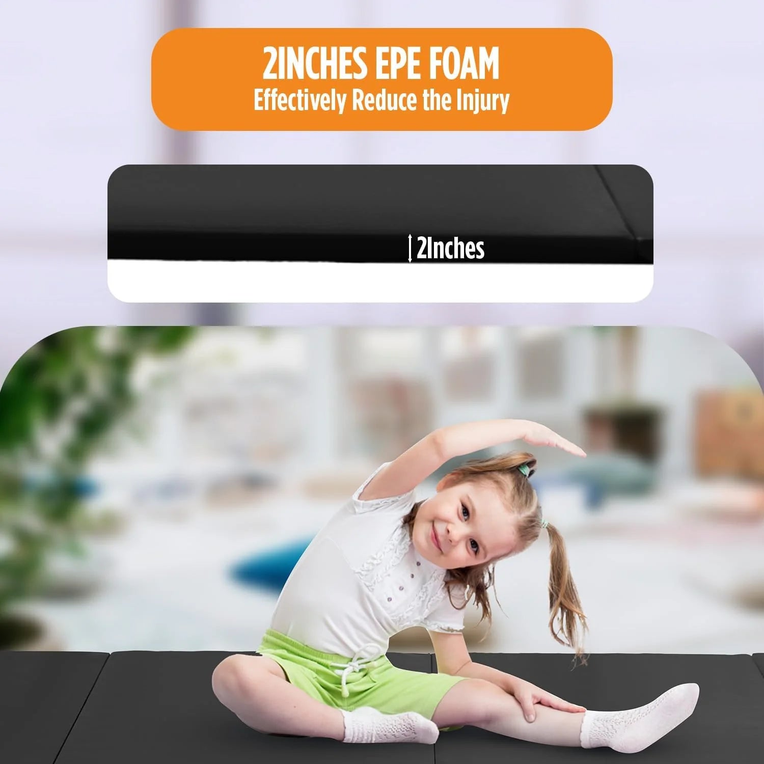 4'X10'X2" New Folding Panel Gymnastics Mat, Perfect for Indoor/Outdoor Exercise(Black)