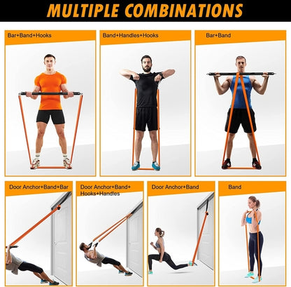 Resistance Band Bar Set Portable Full Body 500LBS Extra Heavy Home Gym