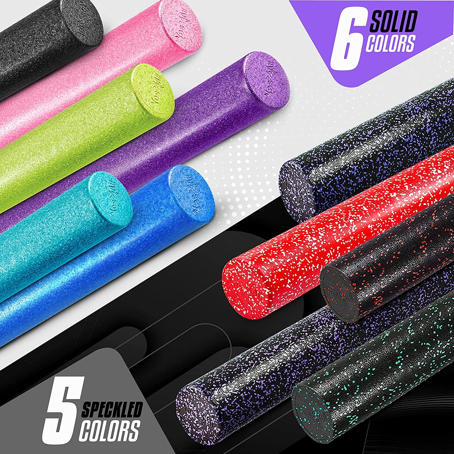 High-Density EPP round Back Roller Foam, Exercise Foam Roller for Yoga, Pilates & Stretching - 12, 18, 24, 36 Inch