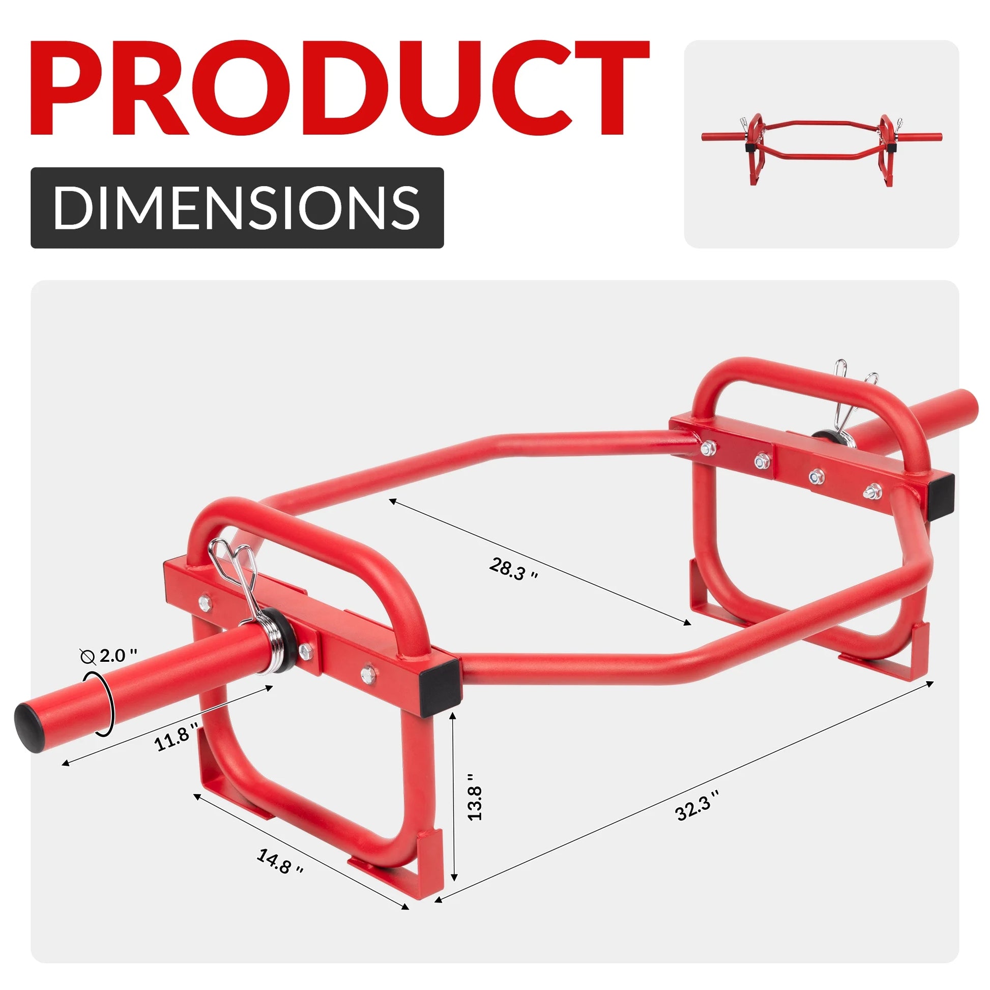 5FT Professional Steel Closed-End Barbell, 2-Inch Olympic Sleeve, Black and Red