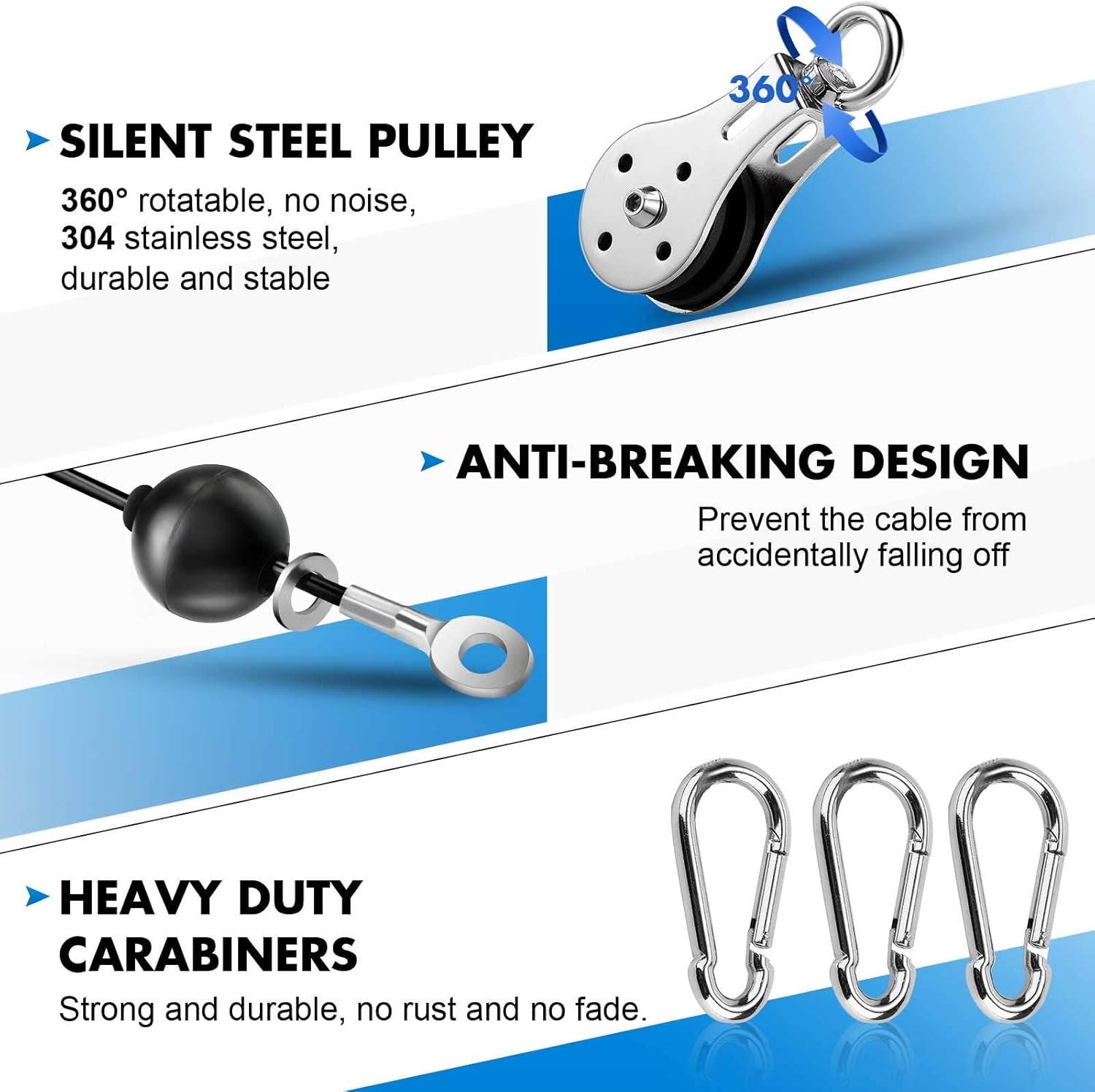 DIY Home Gym Fitness Pulley Cable Machine Attachment System, Upgrade Lat Pull down Cable Pully Attachments for Biceps Curl, Tricep, Back, Forearm, Shoulder Workouts