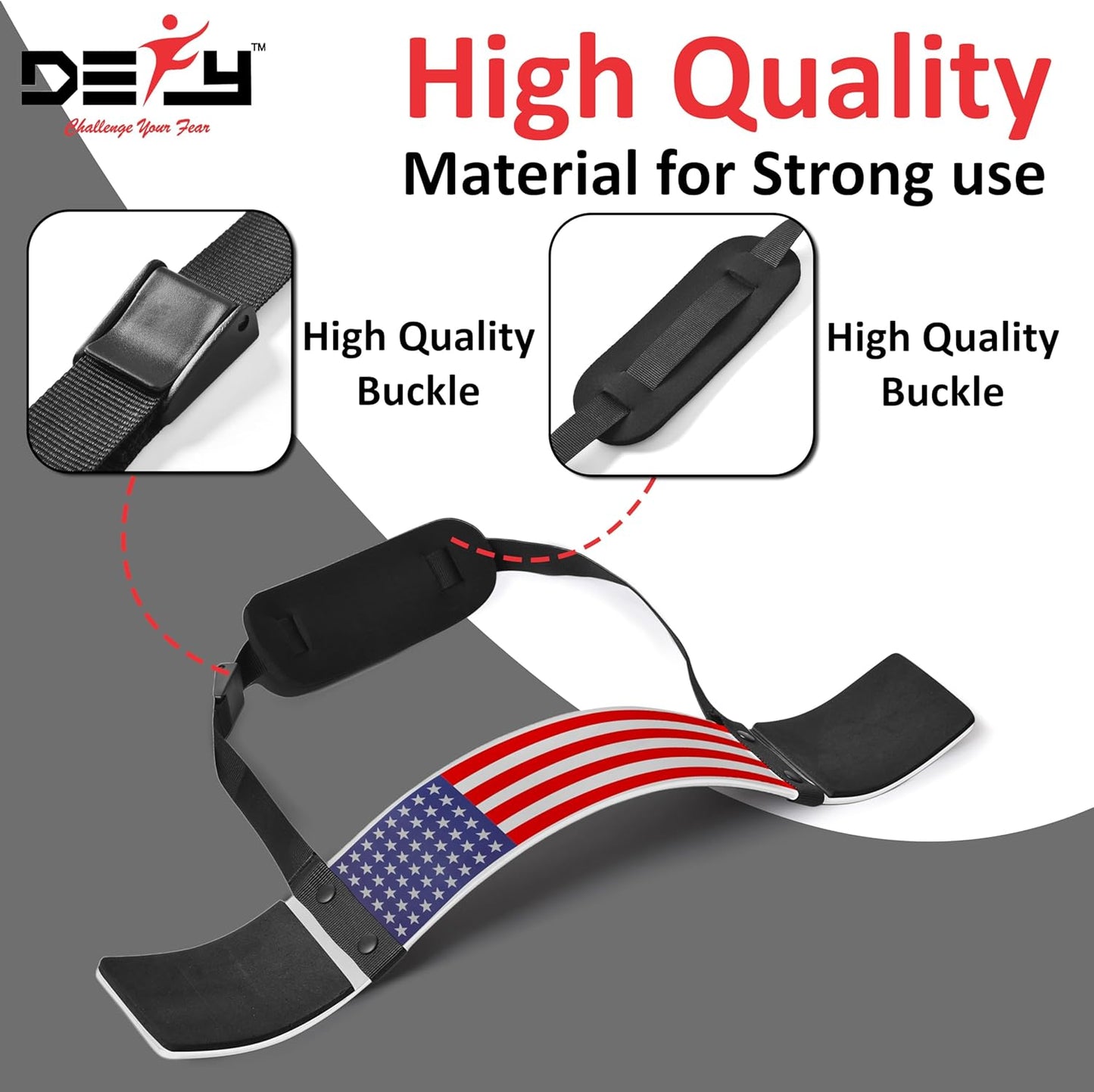 DEFY Arm Blaster for Biceps and Triceps Adjustable Curl Support with Durable 7Mm Aluminum Plate and Neck Pad for Strength Training Bodybuilding Isolator Curl Machine