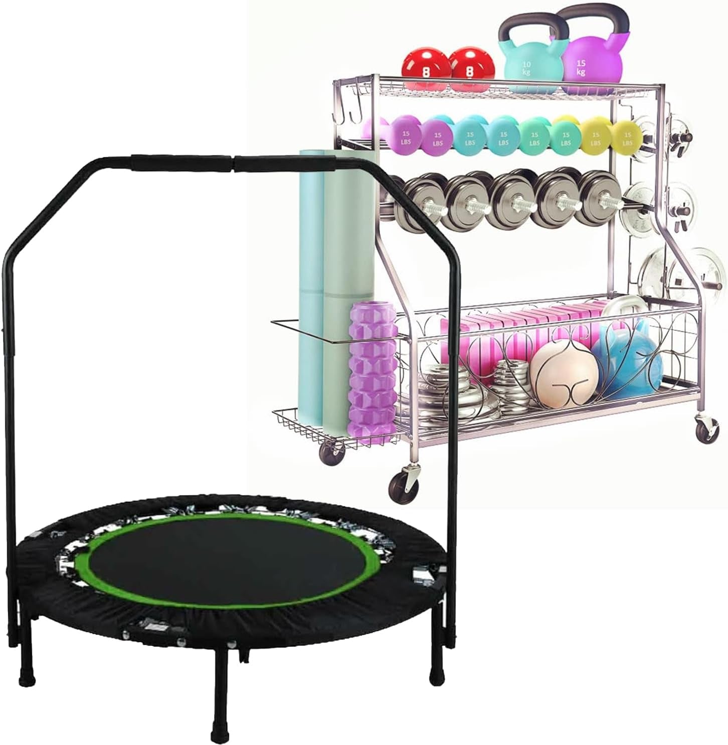 Dumbbell Rack, Weight Rack for Dumbbells, Home Gym Storage Organizer for Dumbbells & Kettlebells & Yoga Mat & Resistance Band