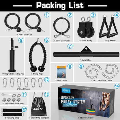 Weight Cable Pulley System Gym, Upgraded Cable Pulley Attachments for Gym LAT Pu