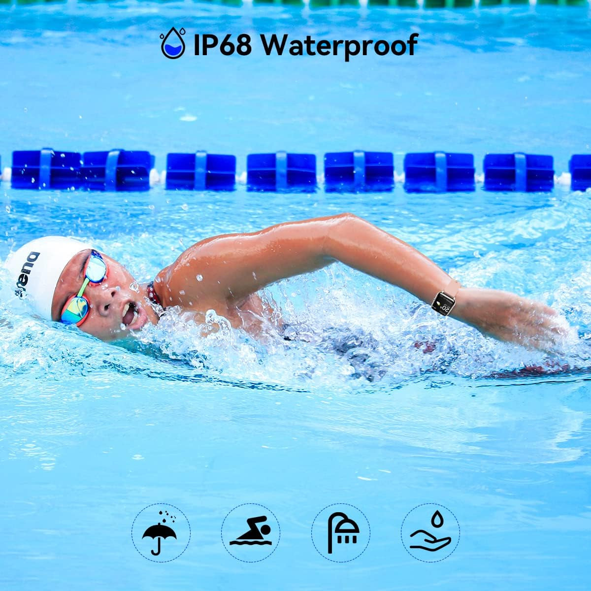 Smart Watches for Women 1.4 Touch Screen Smart Watch Fitness Tracker with Heart Rate Blood Pressure IP68 Waterproof Smartwatch for Android Ios Phones Activity Tracker with Step Counter Runing Watch