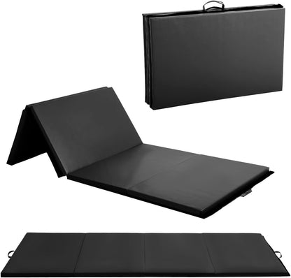 4'X10'X2" New Folding Panel Gymnastics Mat, Perfect for Indoor/Outdoor Exercise(Black)
