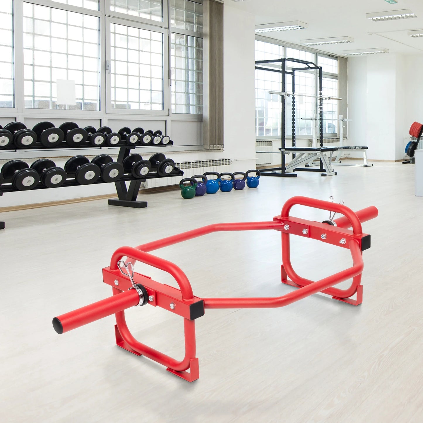 5FT Professional Steel Closed-End Barbell, 2-Inch Olympic Sleeve, Black and Red