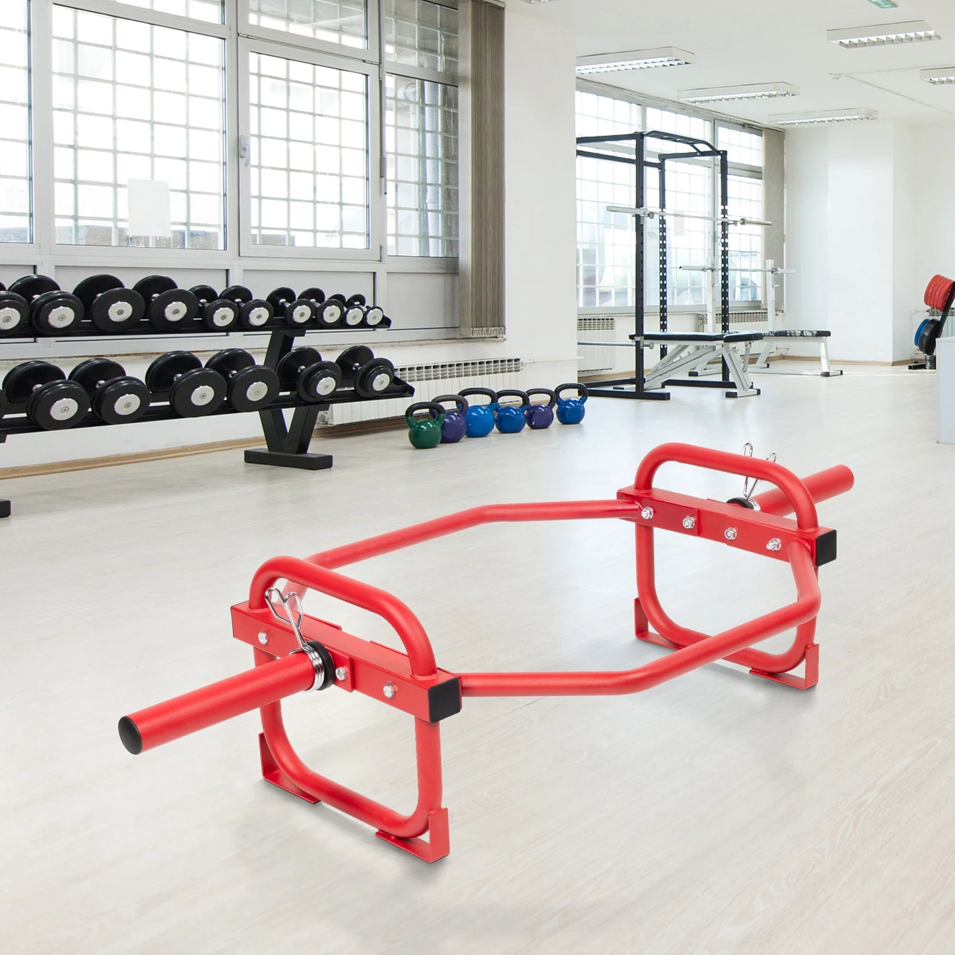 5FT Professional Steel Closed-End Barbell, 2-Inch Olympic Sleeve, Black and Red