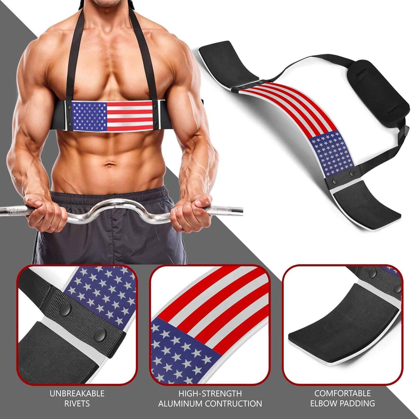 DEFY Arm Blaster for Biceps and Triceps Adjustable Curl Support with Durable 7Mm Aluminum Plate and Neck Pad for Strength Training Bodybuilding Isolator Curl Machine