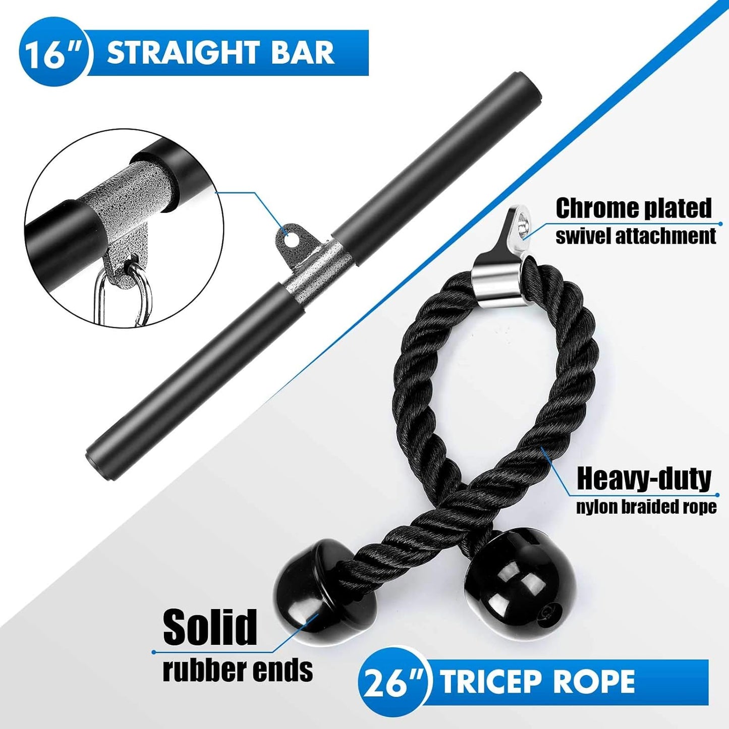 DIY Home Gym Fitness Pulley Cable Machine Attachment System, Upgrade Lat Pull down Cable Pully Attachments for Biceps Curl, Tricep, Back, Forearm, Shoulder Workouts
