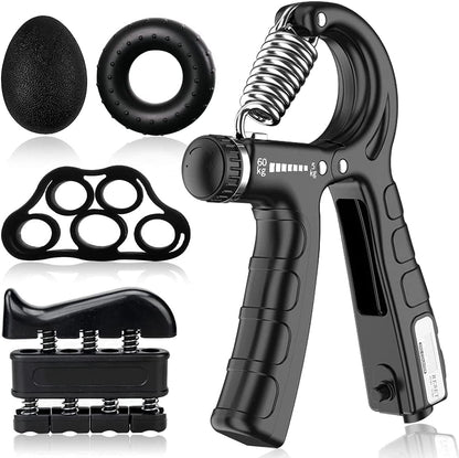 Grip Strength Trainer 5Pack, Hand Grip Strengthener with Counter,Adjustable Resistance Forearm Grip Strengthener for Physical Therapy Climbing,11 Lbs -132Lbs