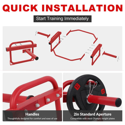 5FT Professional Steel Closed-End Barbell, 2-Inch Olympic Sleeve, Black and Red