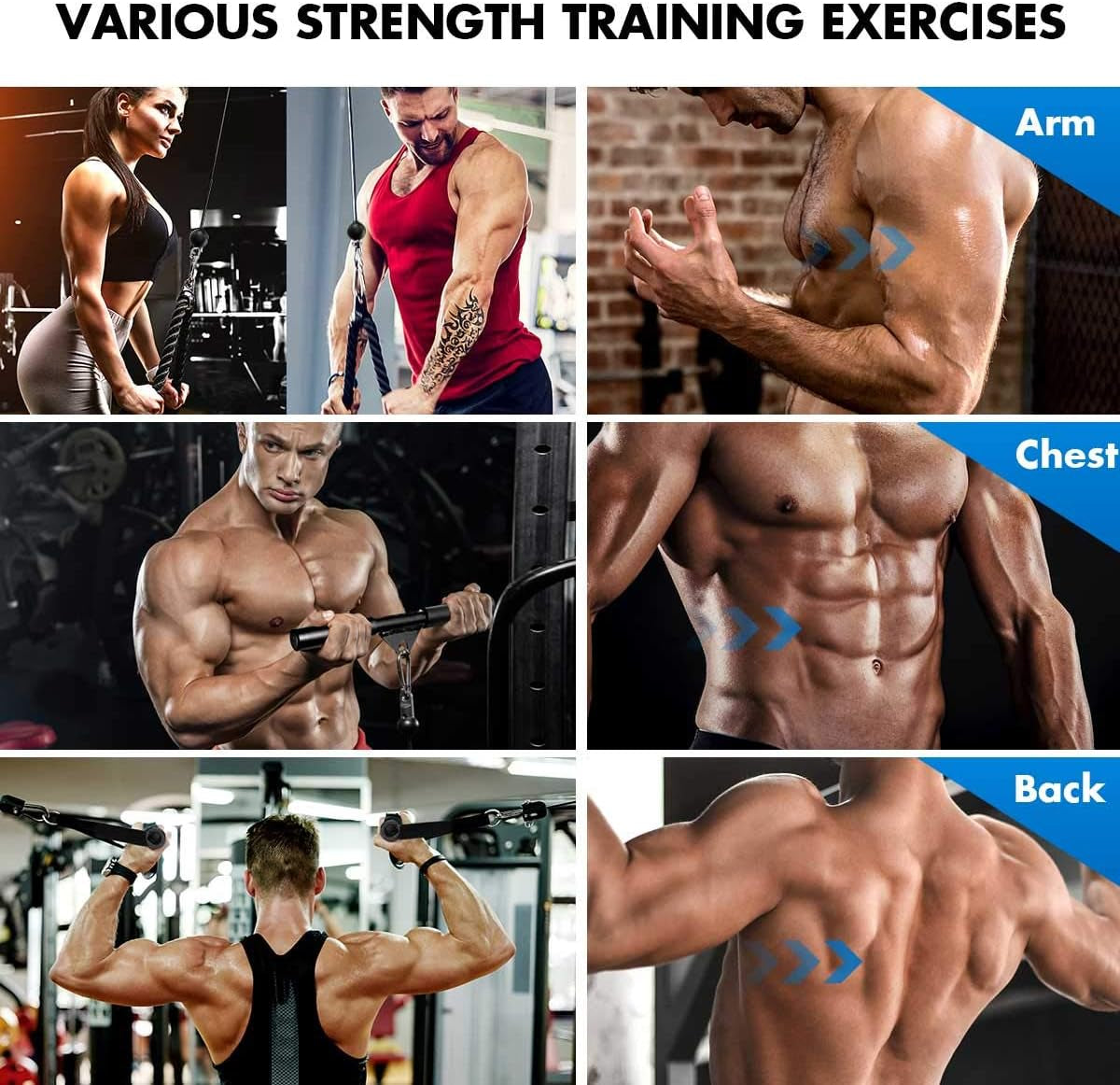 DIY Home Gym Fitness Pulley Cable Machine Attachment System, Upgrade Lat Pull down Cable Pully Attachments for Biceps Curl, Tricep, Back, Forearm, Shoulder Workouts