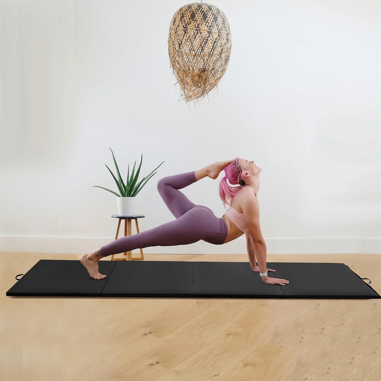 4'X10'X2" New Folding Panel Gymnastics Mat, Perfect for Indoor/Outdoor Exercise(Black)